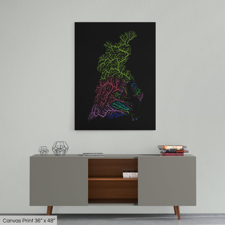 Chesapeake Bay - River basin map, rainbow colours - Wall Art