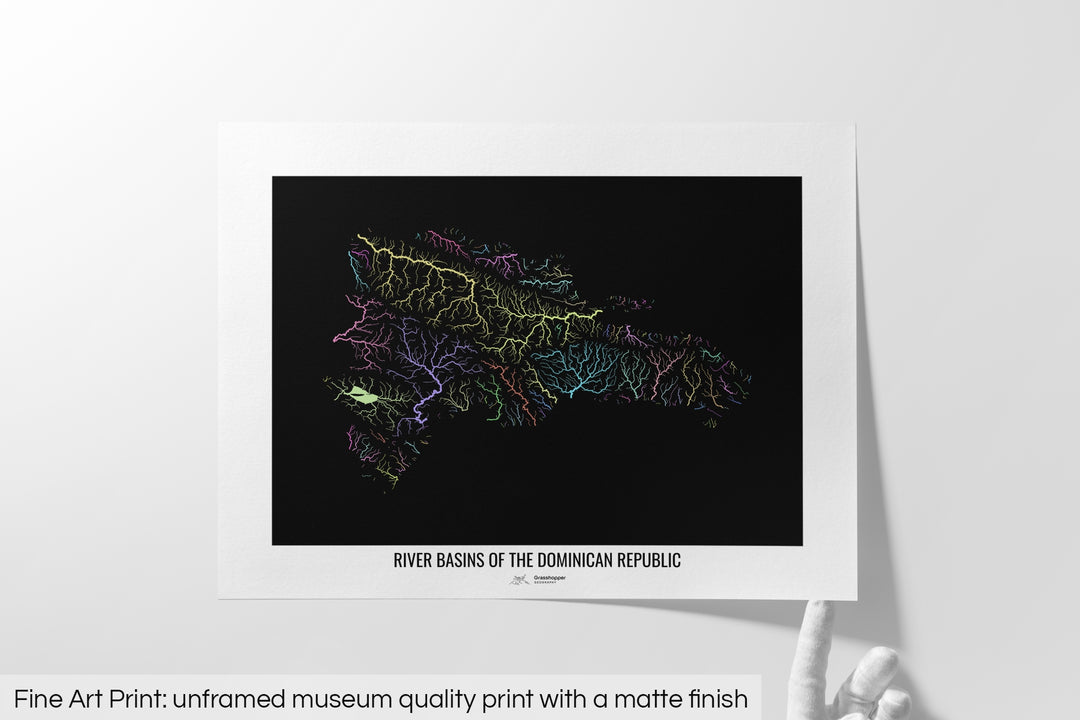 Dominican Republic - River basin map, pastel colours - Wall Art