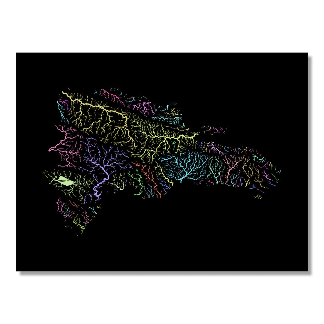 Dominican Republic - River basin map, pastel colours - Wall Art