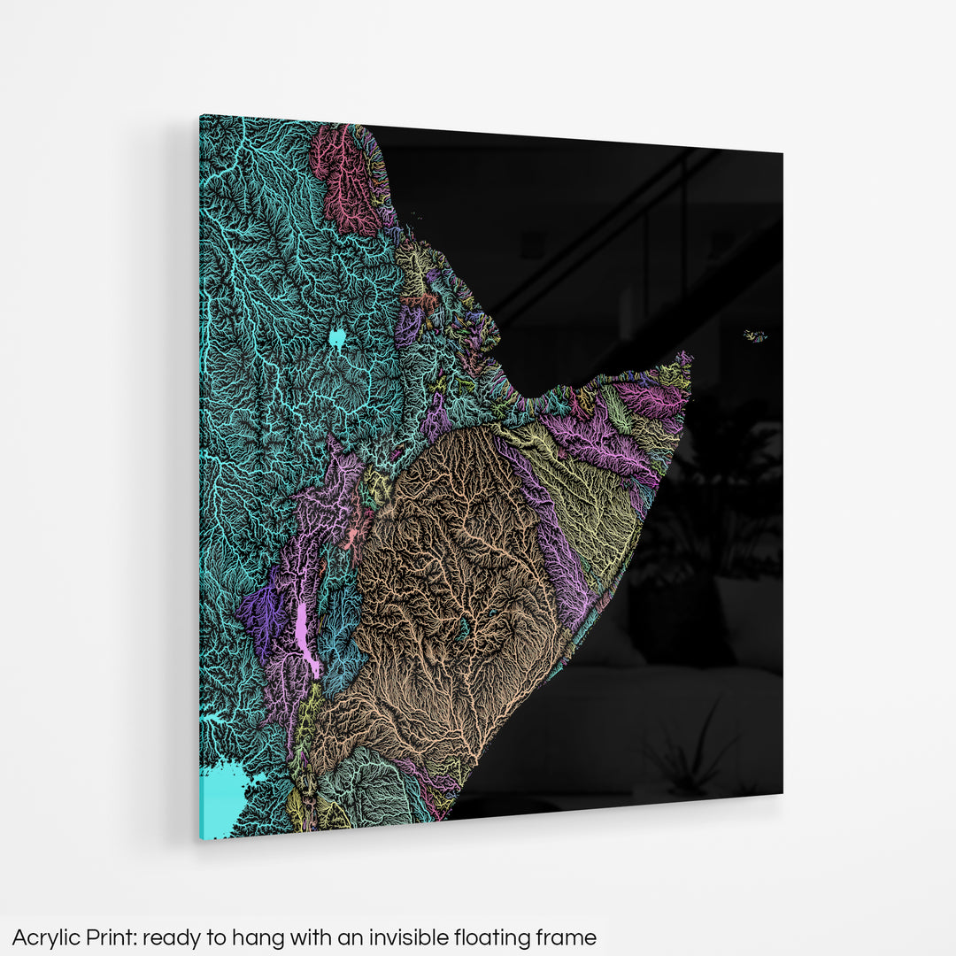 Horn of Africa - River basin map, pastel colours - Wall Art