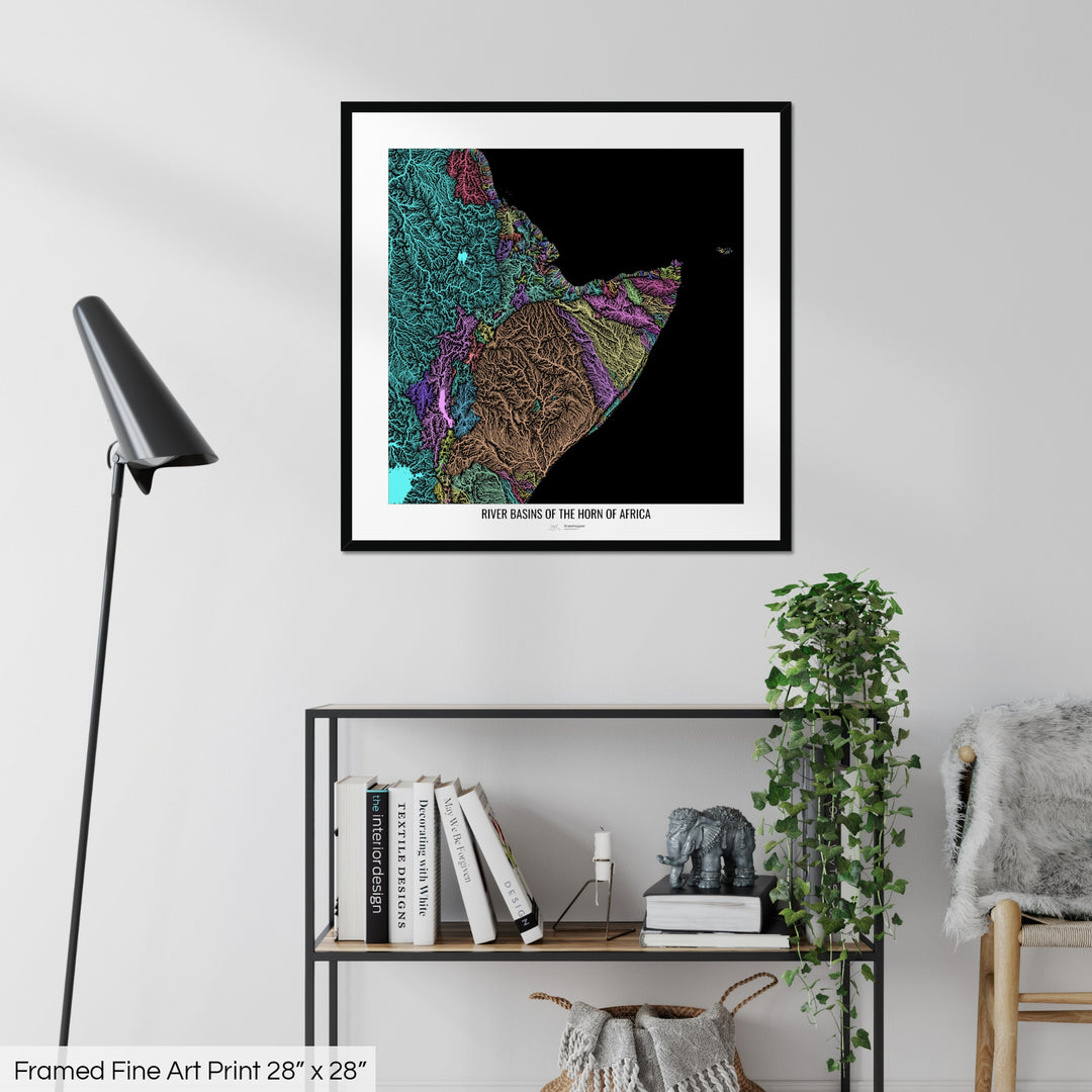 Horn of Africa - River basin map, pastel colours - Wall Art