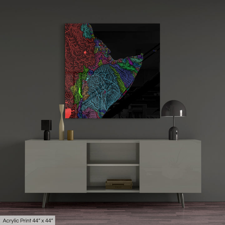 Horn of Africa - River basin map, rainbow colours - Wall Art