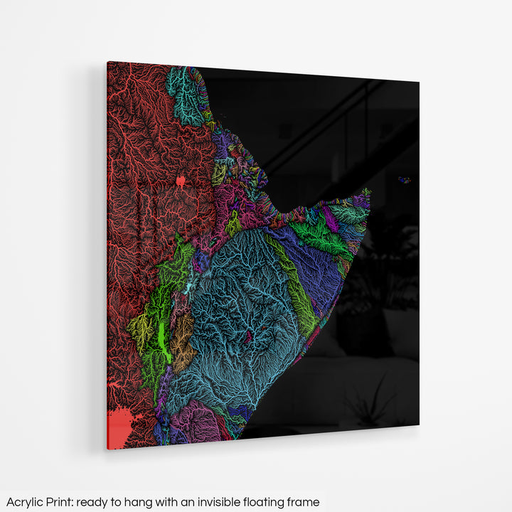 Horn of Africa - River basin map, rainbow colours - Wall Art
