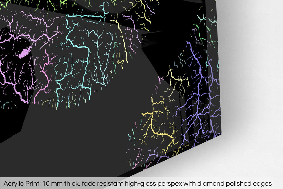 Kola Peninsula - River basin map, pastel colours - Wall Art