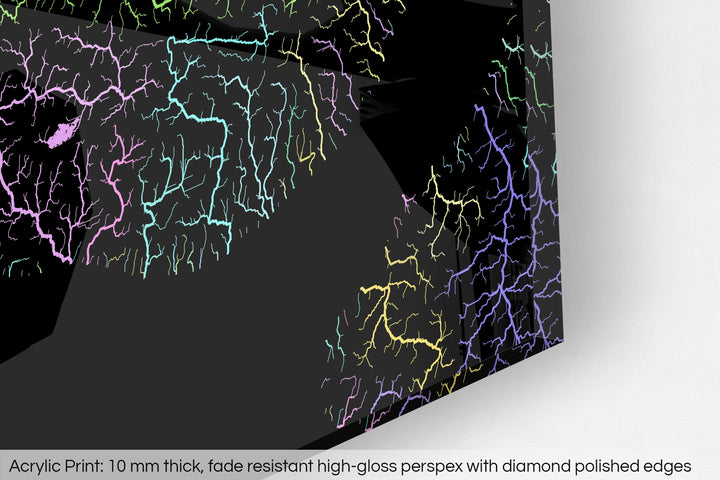 Kola Peninsula - River basin map, pastel colours - Wall Art