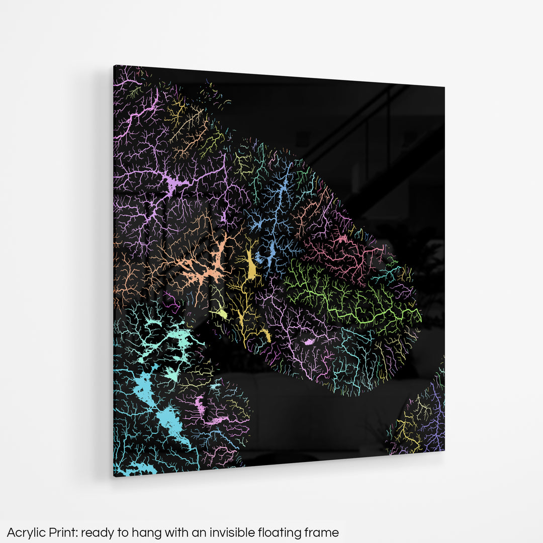 Kola Peninsula - River basin map, pastel colours - Wall Art