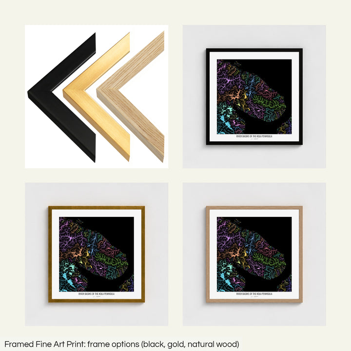 Kola Peninsula - River basin map, pastel colours - Wall Art
