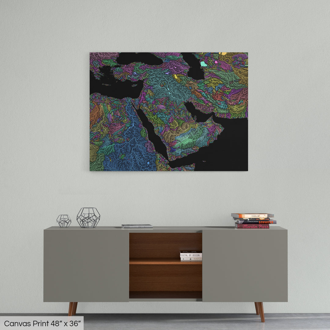 Middle East - River basin map, pastel colours - Wall Art