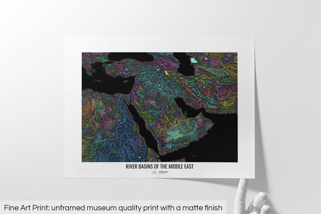 Middle East - River basin map, pastel colours - Wall Art