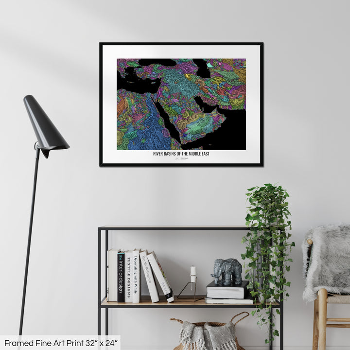 Middle East - River basin map, pastel colours - Wall Art