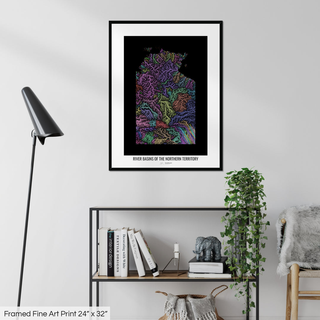 Northern Territory - River basin map, pastel colours - Wall Art