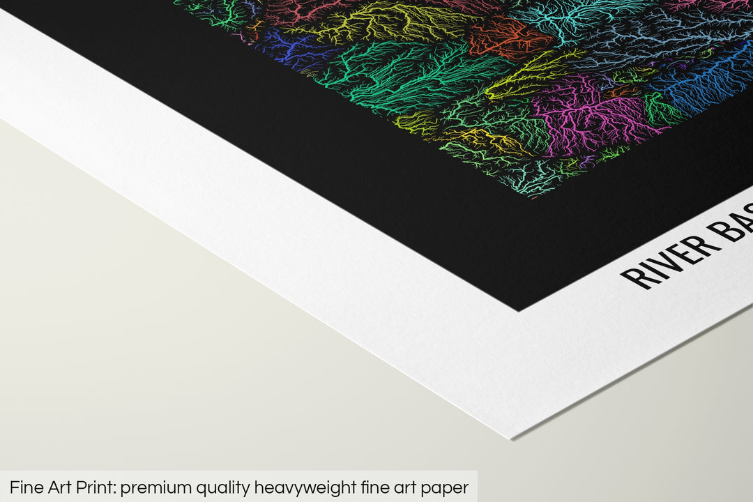 Northern Territory - River basin map, rainbow colours - Wall Art