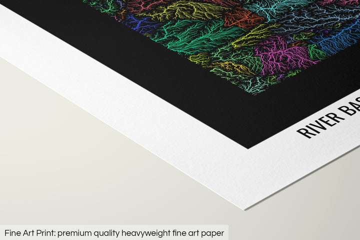 Northern Territory - River basin map, rainbow colours - Wall Art