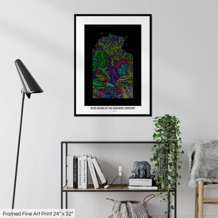 Northern Territory - River basin map, rainbow colours - Wall Art