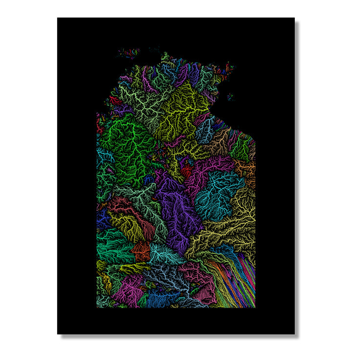 Northern Territory - River basin map, rainbow colours - Wall Art