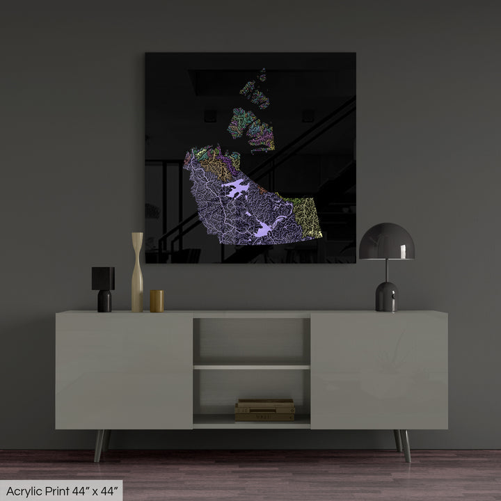 Northwest Territories - River basin map, pastel colours - Wall Art