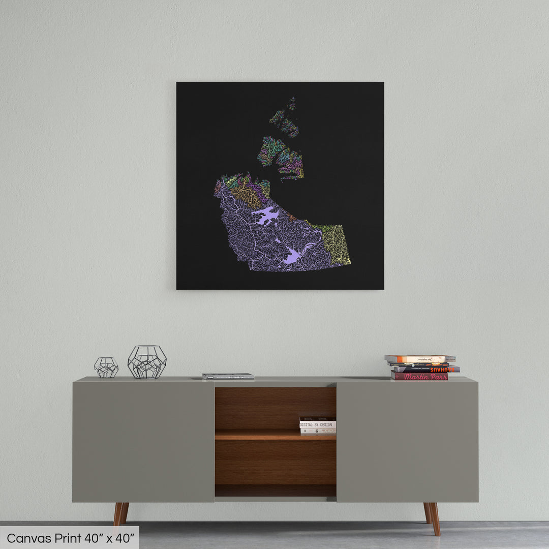 Northwest Territories - River basin map, pastel colours - Wall Art