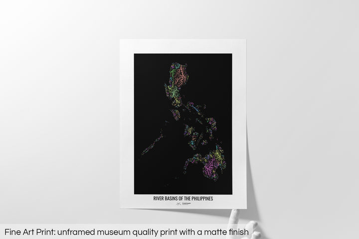 Philippines - River basin map, pastel colours - Wall Art