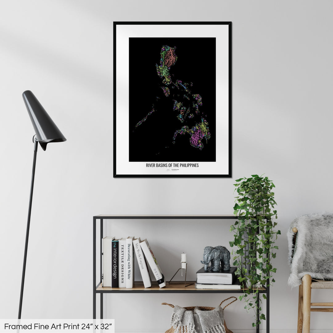 Philippines - River basin map, pastel colours - Wall Art