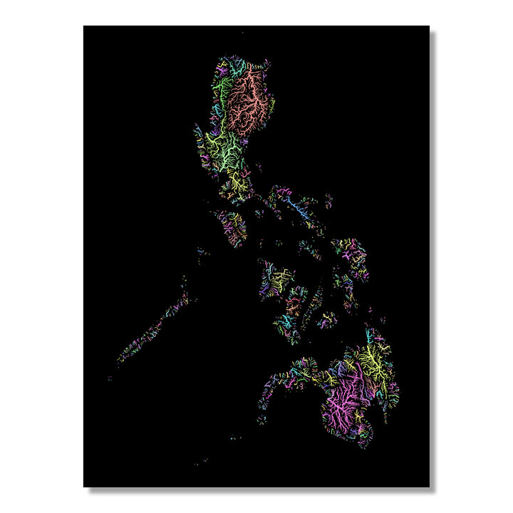 Philippines - River basin map, pastel colours - Wall Art