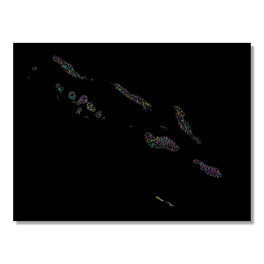 Solomon Islands - River basin map, pastel colours - Wall Art