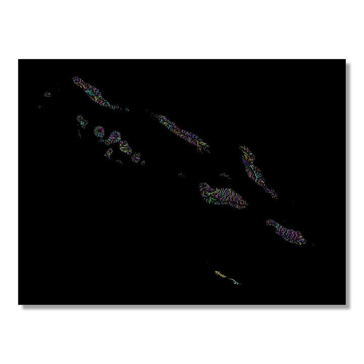 Solomon Islands - River basin map, pastel colours - Wall Art