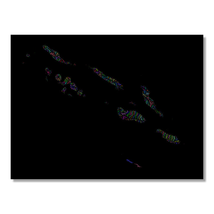 Solomon Islands - River basin map, rainbow colours - Wall Art