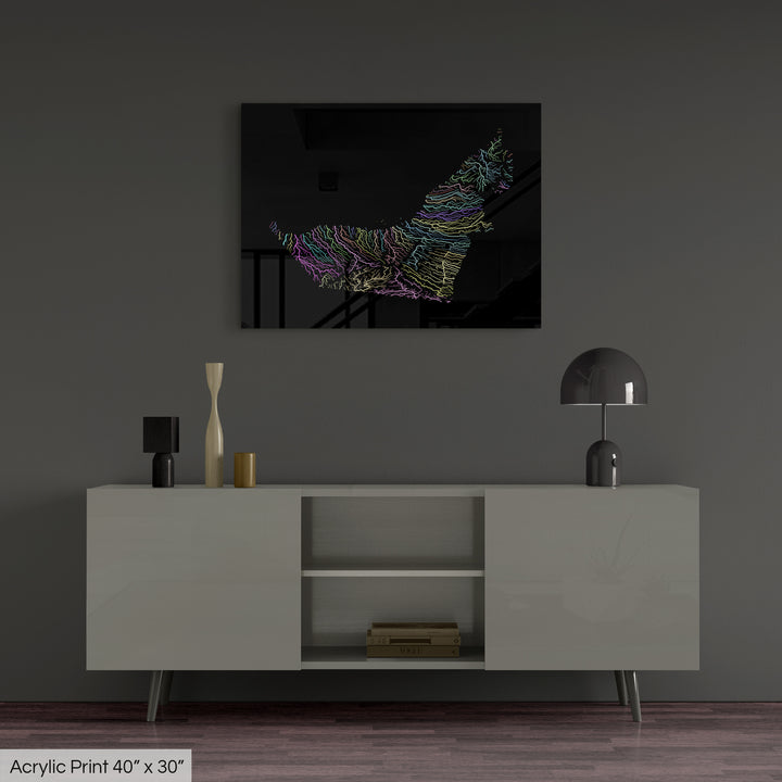 United Arab Emirates - River basin map, pastel colours - Wall Art