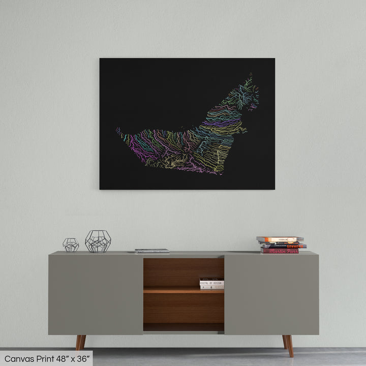 United Arab Emirates - River basin map, pastel colours - Wall Art