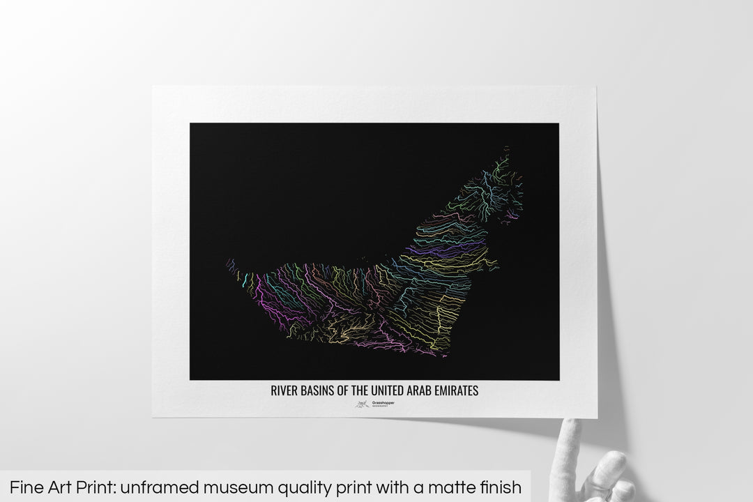United Arab Emirates - River basin map, pastel colours - Wall Art