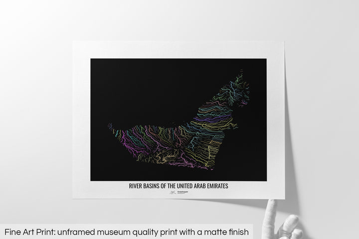 United Arab Emirates - River basin map, pastel colours - Wall Art