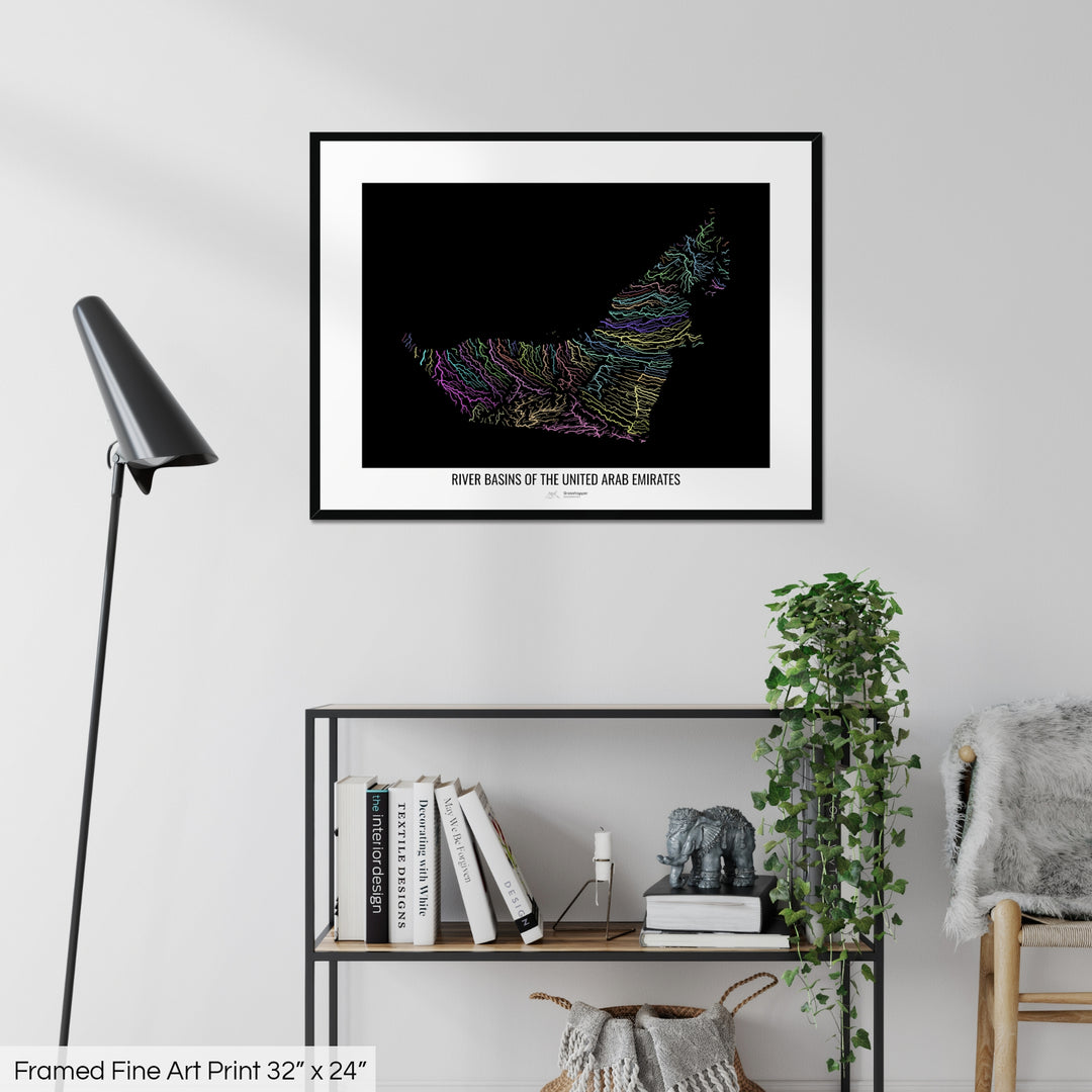 United Arab Emirates - River basin map, pastel colours - Wall Art