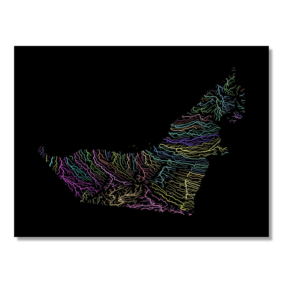 United Arab Emirates - River basin map, pastel colours - Wall Art