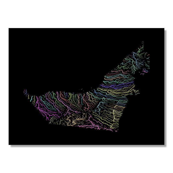 United Arab Emirates - River basin map, pastel colours - Wall Art