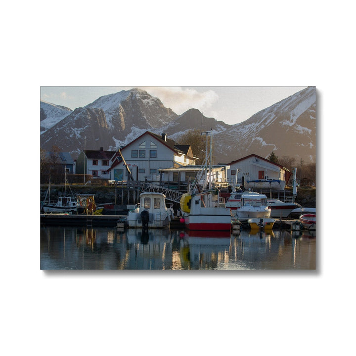 Skutvik harbour in the setting sun - Canvas