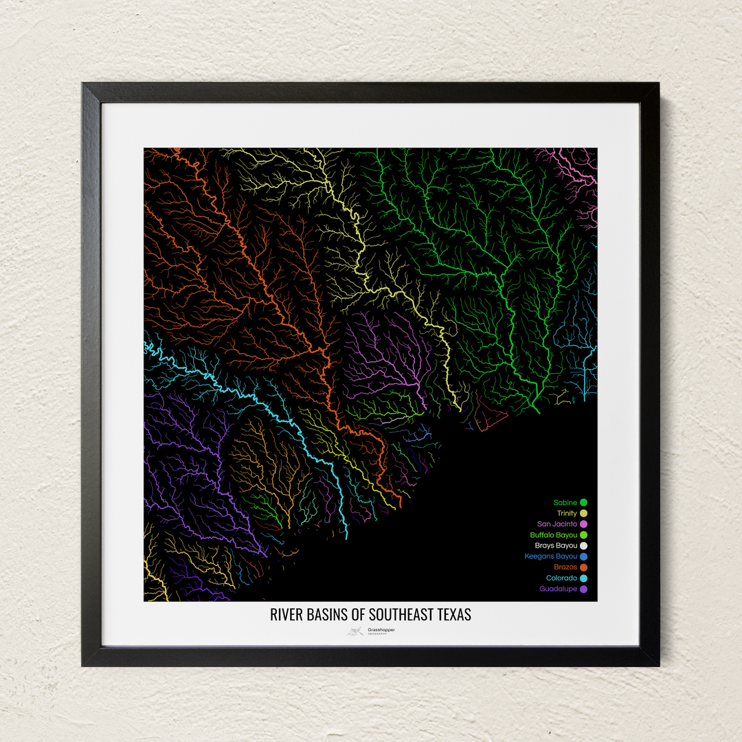 CUSTOM Southeast Texas river basin map