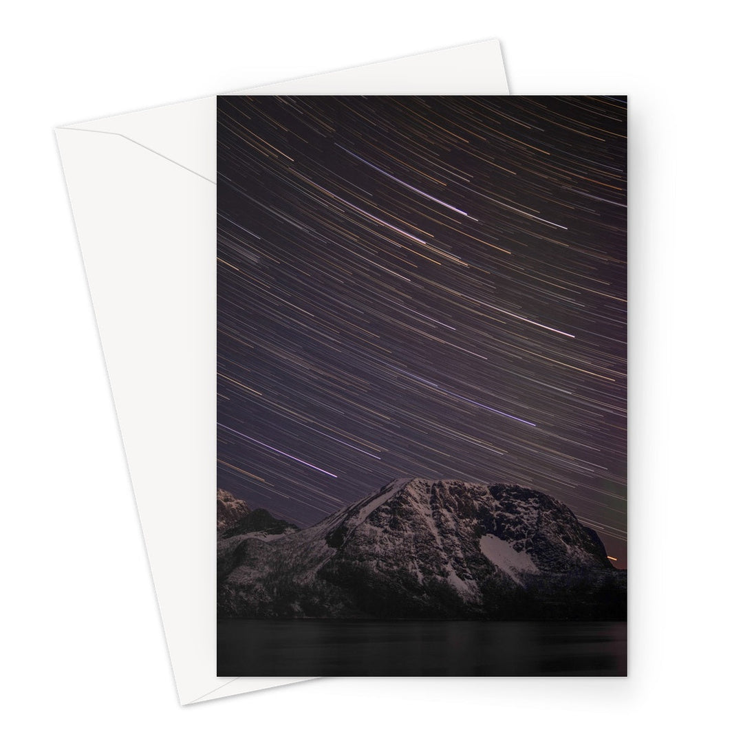 Star trails above Lundøya - Greeting Card