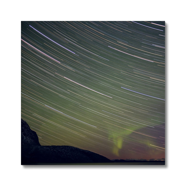 Star trails with aurora - Canvas