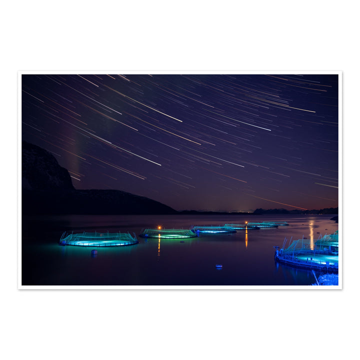 Star trails with aurora above the fish pens II - Photo Art Print