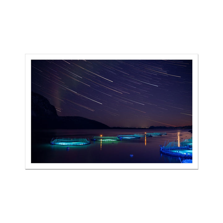 Star trails with aurora above the fish pens II - Rolled Canvas