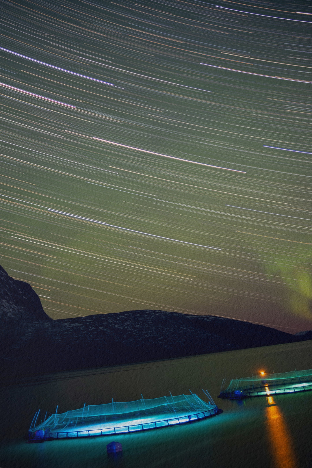 Star trails with aurora above the fish pens I - Hahnemühle Photo Rag Print