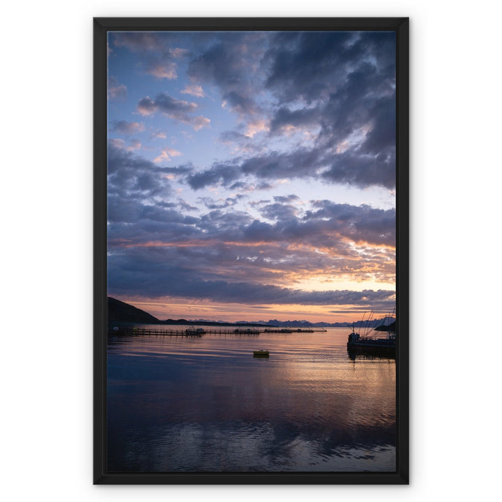 Sunset over the fish pens II - Framed Canvas