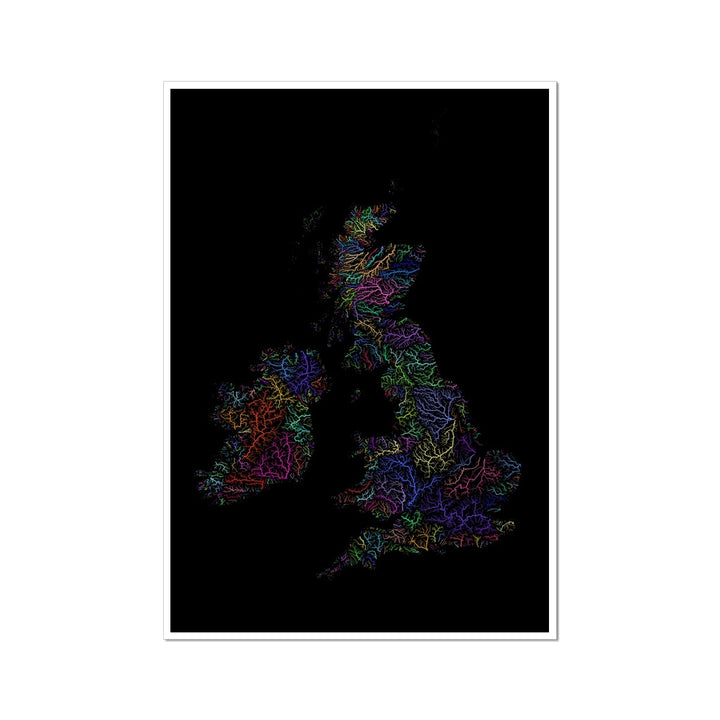 Carte fluviale des Îles Britanniques PERSONNALISÉE Fine Art Print