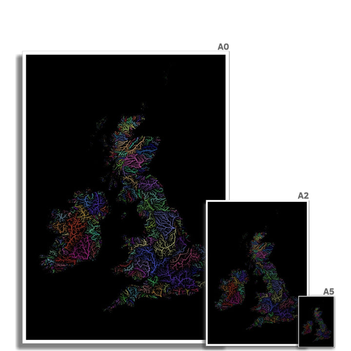 CUSTOM British Isles river map Fine Art Print