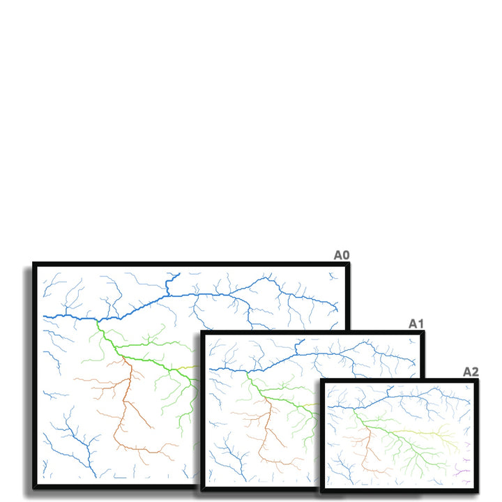 Lámina enmarcada Mapa personalizado de la cuenca del río Roaring Fork