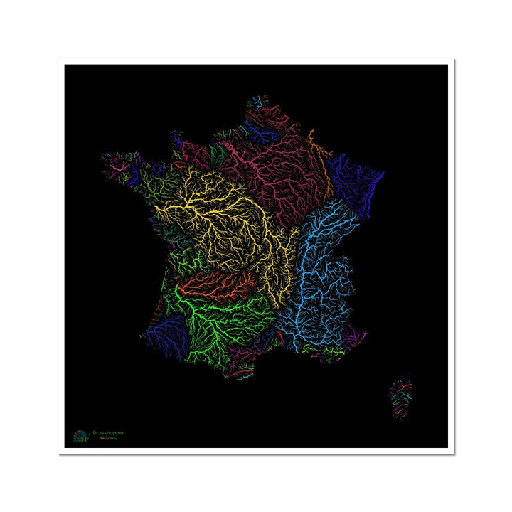 Carte du bassin fluvial de France PERSONNALISÉE Fine Art Print