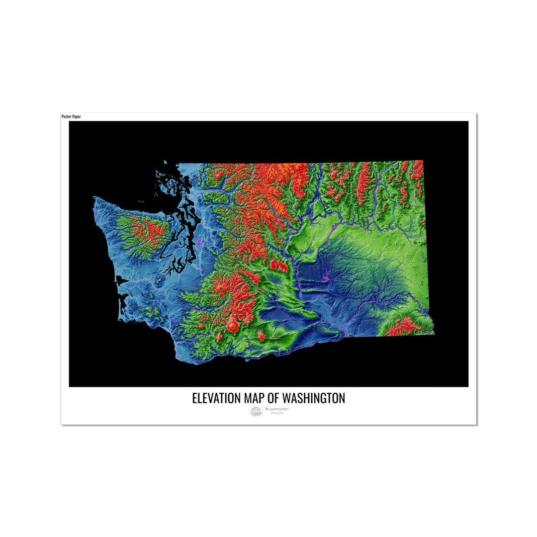 Плакат Washington_Elevation_Poster_Paper Wall Art