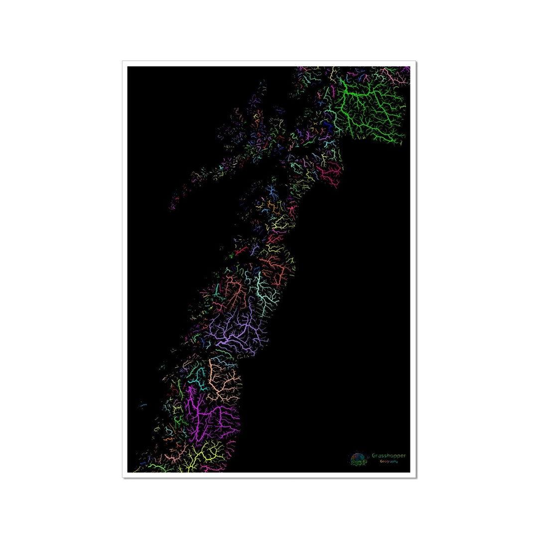 Mapa personalizado de la cuenca del río Nordland Impresión de bellas artes