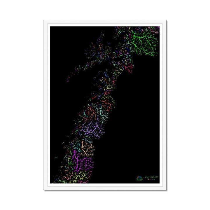 CUSTOM Nordland river basin map Framed Print