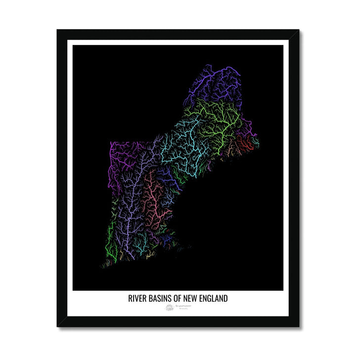 CUSTOM New England river basin map Framed Print